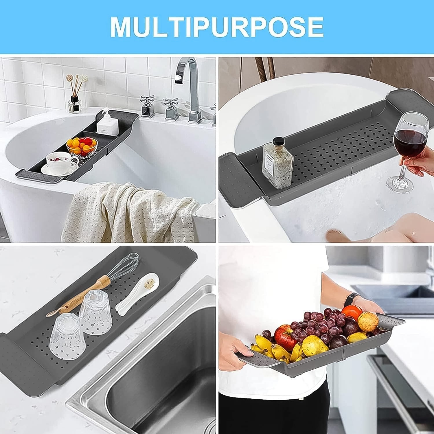 Retractable Bath Caddy, Retractable Bathtub (78 Cm Long Adjust / 1 Pc / With White Box) Retractable Bath Caddy, Retractable Bathtub (78 Cm Long Adjust / 1 Pc / With White Box)
